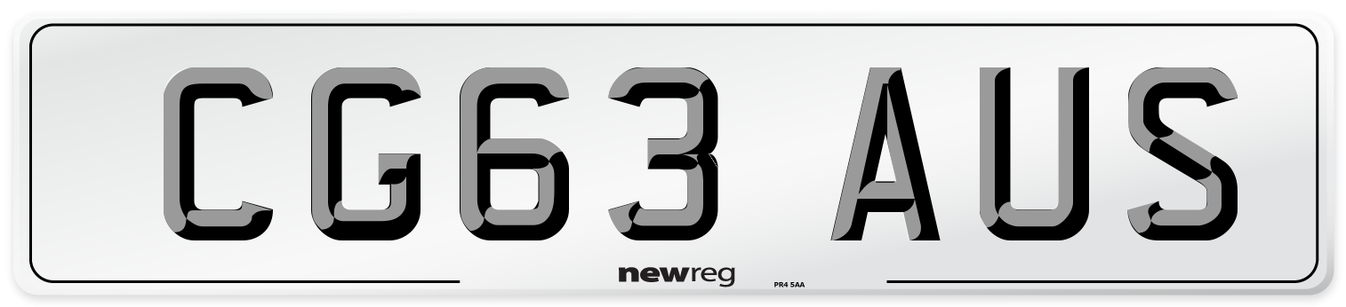 CG63 AUS Number Plate from New Reg